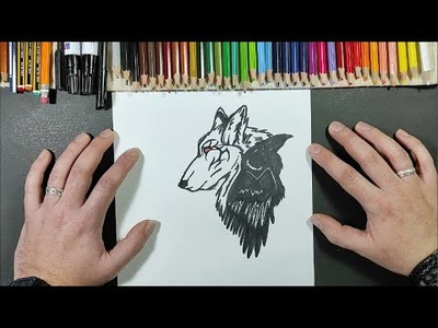 Como dibujar un lobo y un cuervo ???????? paso a paso | How to draw a wolf and a raven ????????