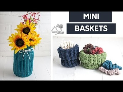 CROCHET: Mini Baskets for Organization by Winding Road Crochet - Mason Jar Cozy