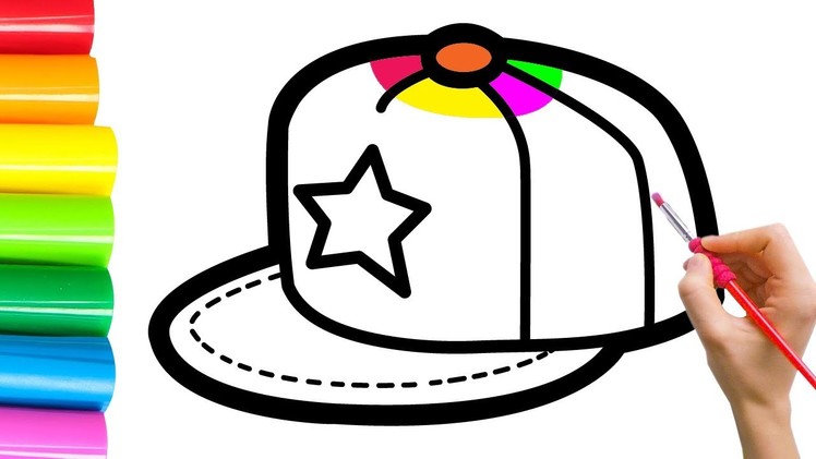 Draw a Cap and color the rainbow For Children