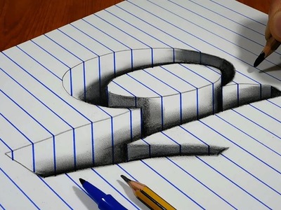 Drawing q Hole in Line Paper   3D Trick Art