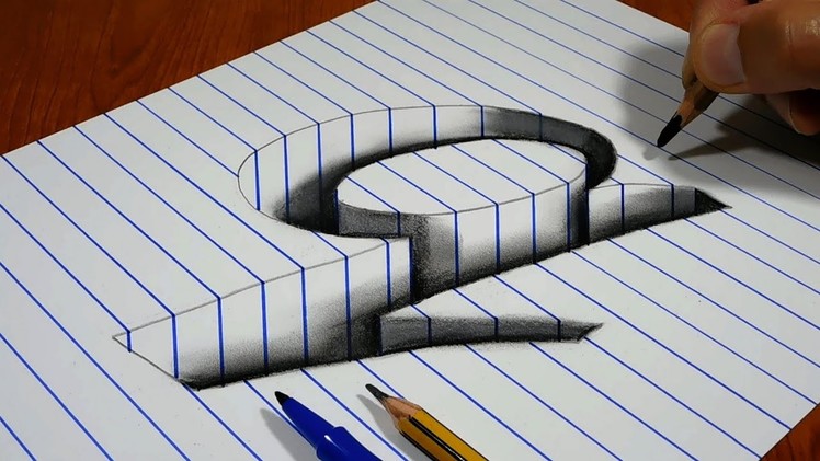 Drawing q Hole in Line Paper   3D Trick Art