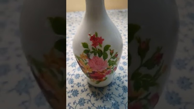 Easy Simple decoupage bottle craft.best out of waste bottle.bottle reuse idea#trending #decoupage