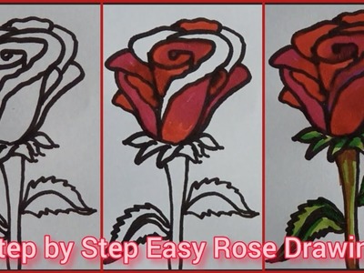 Easy Step by Step Rose Drawing ???? - Valentine's Day Special Card Idea ????| Cute Rose Drawing