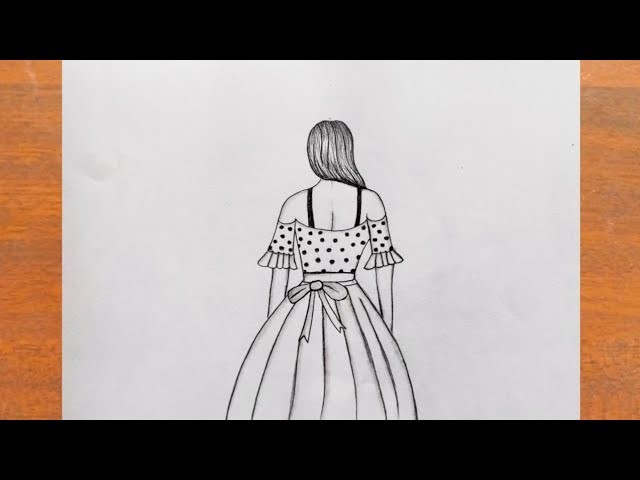 Girl Drawing Easy steps || How to Draw a Girl Back Side With Pencil Sketch Easy step by step