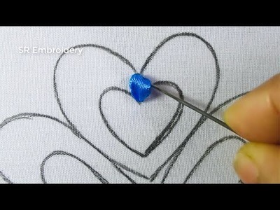 Hand Embroidery Amazing Heart Shape Flower Design With Ribbon Work Easy Sewing Tutorial