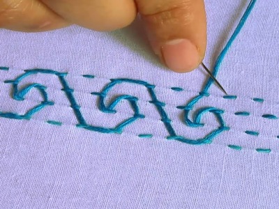 Hand Embroidery Borderline Design for Dresses By Shongkho Lata Stitch - Dress Design