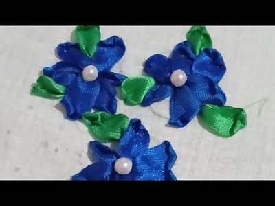 Hand Embroidery Satin Ribbon Flowers\ Aswathi A Anish#shorts