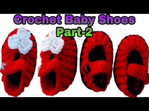 How to Crochet Baby Shoes Tutorial (0-3 months) - fine yarn. step by step easy video.Part-2