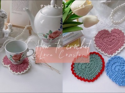 ???? How To Crochet Heart Coaster | Heart Crochet ????