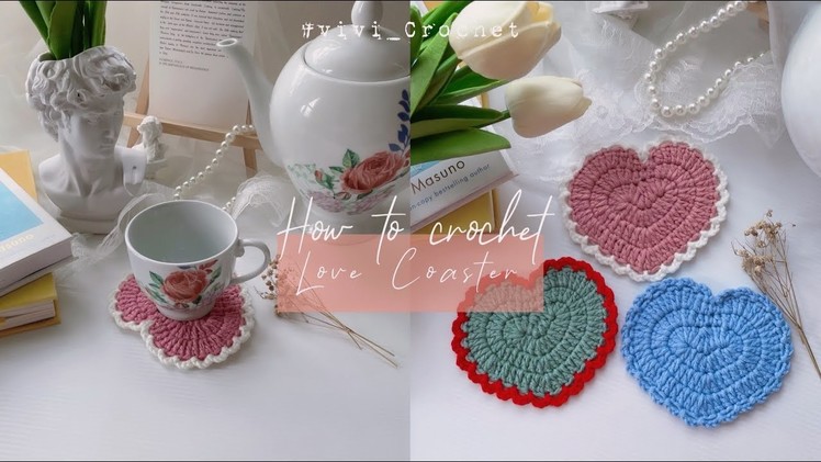 ???? How To Crochet Heart Coaster | Heart Crochet ????