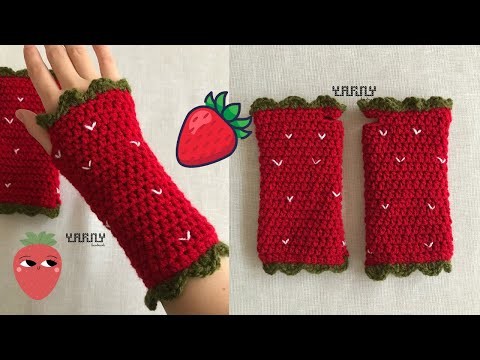 HOW TO: crochet strawberry mittens.fingerless gloves | DIY mittens