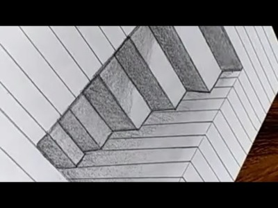How to Draw 3D Steps in a Hole - Line Paper Trick Art