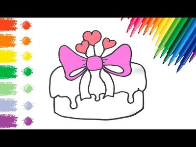 How to draw a cake with hearts | beautiful cake with hearts | For Valentine's Day | Easy to draw