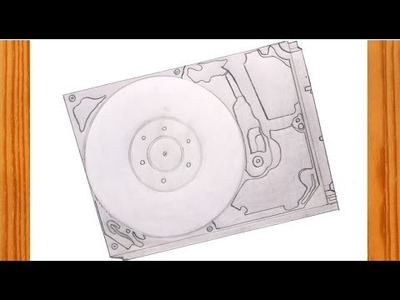 How to Draw a Hard Disk Drive. Hard Disk Drive Drawing Easy