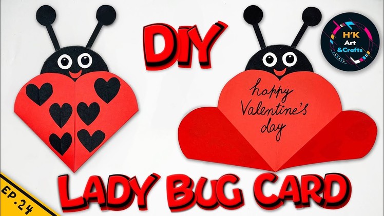 How To Make Lady Bug Card || DIY Lady Bug Card || Step-by-Step || Easy Tutorial.