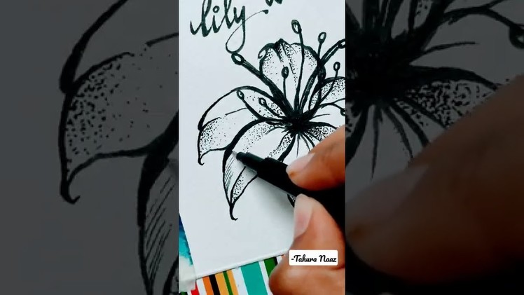 Lily Tutorial????????-by Tahura❤  #art #pen #artwork #shorts #ytshorts #diy #tutorial #diy #yt #ink #lily