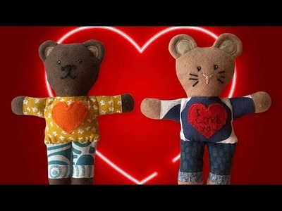Make St. Valentine’s Day Gift for Children DIY Sewing Tutorial Teddy with Heart