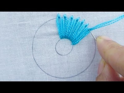 Modern Hand Embroidery Circle Flower Design Pattern, Easy Hand Embroidery Circle Design Tutorial