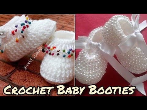 #Shorts, Crochet-Crosia, Easy to make Crochet Baby Booties, ! Crochet! , Crochet baby girl shooed