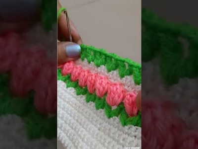 Simple and easy crochet rose flower pattern.edging.border.baby blanket pattern for beginners
