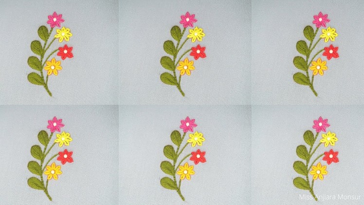 Simple Hand Embroidery design for Dresses, All Over Embroidery Design by Hand, Easy Small Flower