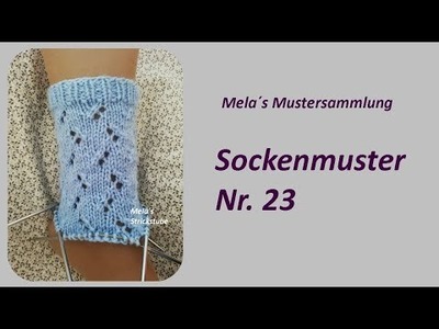 Sockenmuster Nr. 23 - Strickmuster in Runden stricken.  Socks knitting pattern