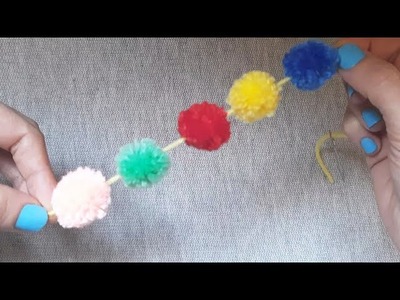 Super Easy Pom Pom Making Idea with Woolen - Hand Embroidery Amazing Trick - Easy Wool Flower Making