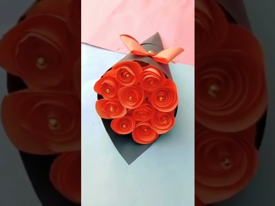 Valentine Day Specials Gift Ideas.DIy Flower Bouquet Using Paper #shorts #valentinesday #roseflower