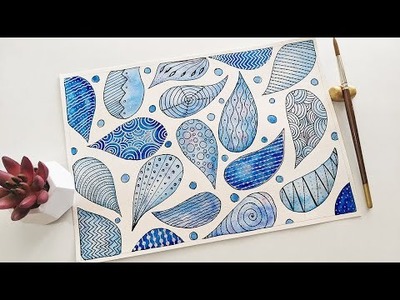 Zentangle Art | Easy Doodle.Zendoodle patterns for beginner | DIY Watercolor doodle