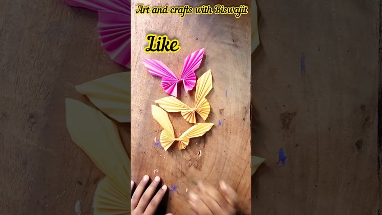 Beautiful paper butterfly making #short #shorts #youtube#art #crafts #butterfly #papercraft #how ????️????