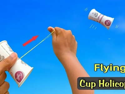 Best paper cup helicopter, flying cup launcher, how to make paper helicopter, rubber cup fly ideas,