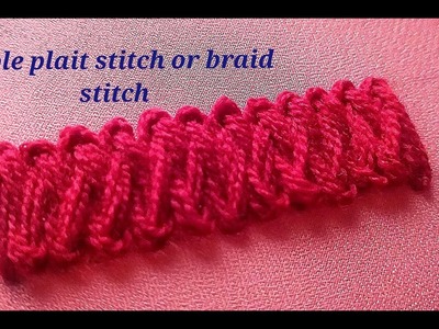 Braid stitch or cable plait stitch. how to do braid stitch. Basic Hand Embroidery border design.