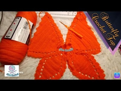 BUTTERFLY CROCHET TOP step by step with english voice tutorial #crochet  #butterfly