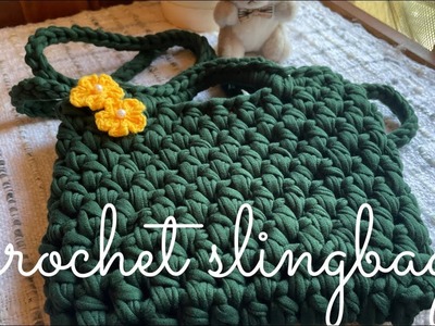 Crochet t shirt yarn sling bag for beginners #beginners #woolencraft #crochet #crochetbag
