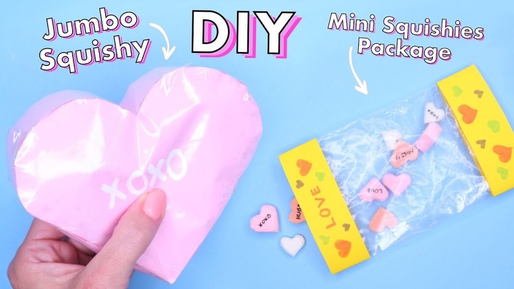 DIY Mini Squishies Package  & Jumbo Paper Squishy | Cute and Easy Valentine DIYs in 5 minutes!
