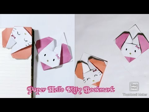 Diy Paper Hello Kitty Bookmark. Origami Handmade Beautiful Paper Hello Kitty Bookmark