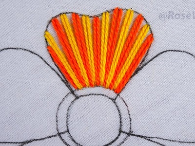 Hand embroidery new heart petal flower design needle sewing with easy following tutorial