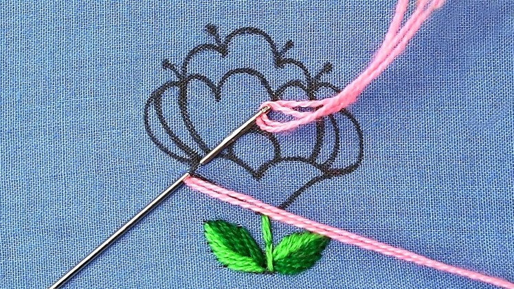 Hand embroidery very cute flower design made with dmc thread - easy embroidery flower drawing