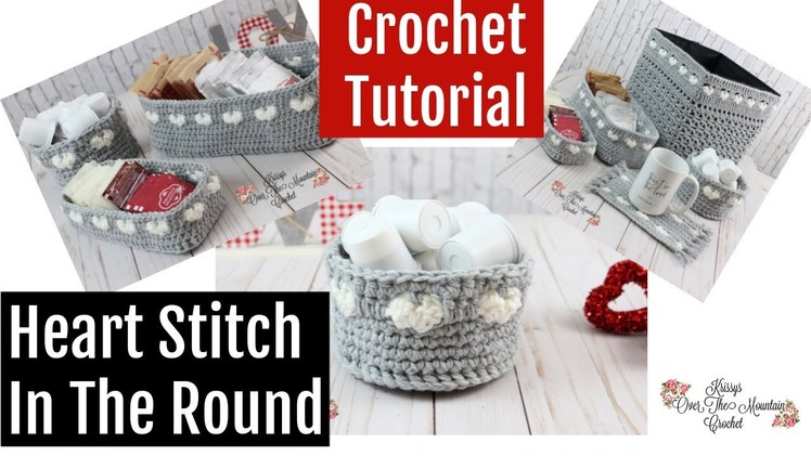 How crochet The Heart Stitch In The Round - Easy Crochet Tutorial