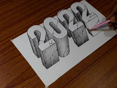 How to draw 2022 Numbers 3D Trick Art on Paper