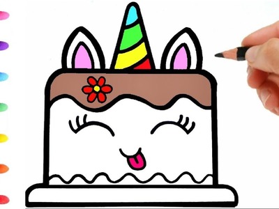 How to draw a Cute Unicorn Cake easy