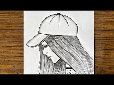 How to draw a girl wearing a hat step by step || Easy drawing ideas for beginners || Girl drawing