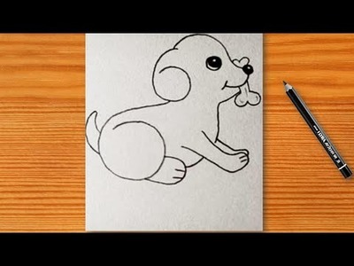 How to draw baby cute easy Dog for beginner||outline art master