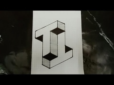 How To Draw Optical Illusions On Grid Paper | 3D T Drawing | Step By Step | Tutorial | #Shorts