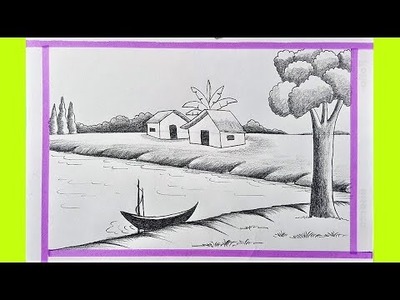 How to Draw Village | Scenery Drawing With Pencil | Sketch