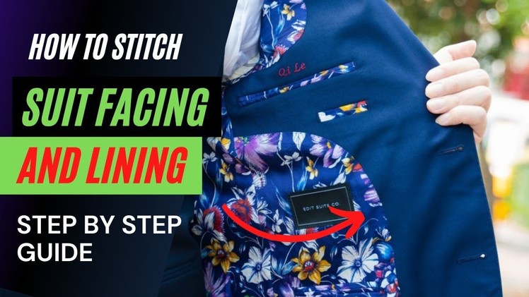 How to stitch lining on suit inner facing    for beginners .step by step #suit #sewing