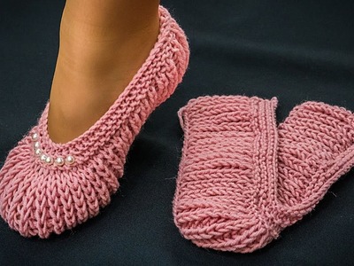 Knitted slippers for beginners - very cosy!