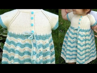 Marvelous Hand Knitting Woollen Frocks Design for Baby Girl's.hand knitted baby frock design
