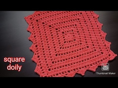 Square doily crochet tutorial. square thalposh crochet