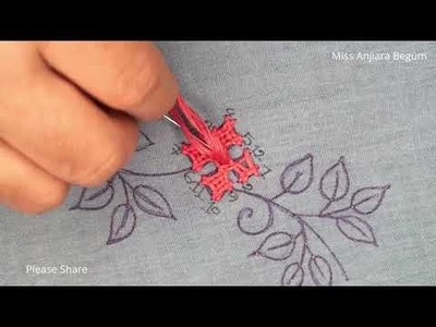 Trendy Embroidery for All Viewers, Sindhi.Gujrati Stitch Borderline Design, Embroidery Tutorial-597